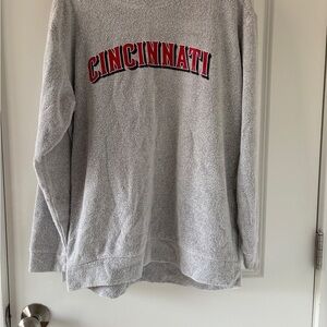 PINK Victoria's Secret Heather Gray Sweatshirt with Red and Black Trim
